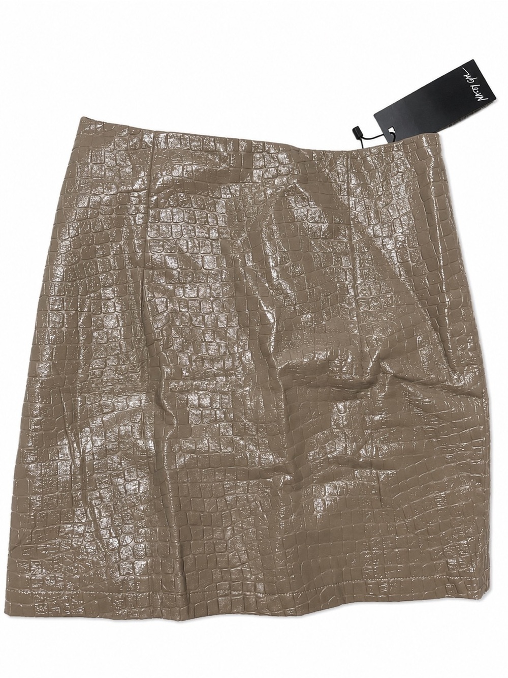Nasty Gal Croc Embossed Faux Leather Mini Skirt NWT Small Beige Taupe - Picture 3 of 3
